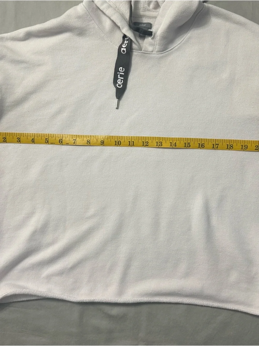 Aerie Cropped White Hoodie Ribbon Drawstrings M - Picture 6 of 9